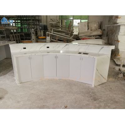 Curved design,pure white finishing,small reception